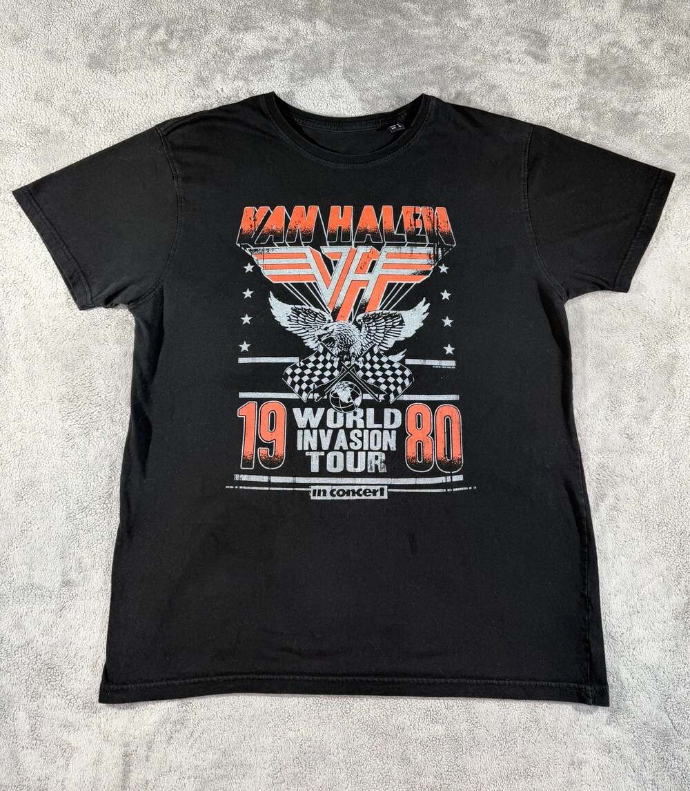 Van Halen 1980 World Invasion Tour Concert Graphic T-Shirt, L